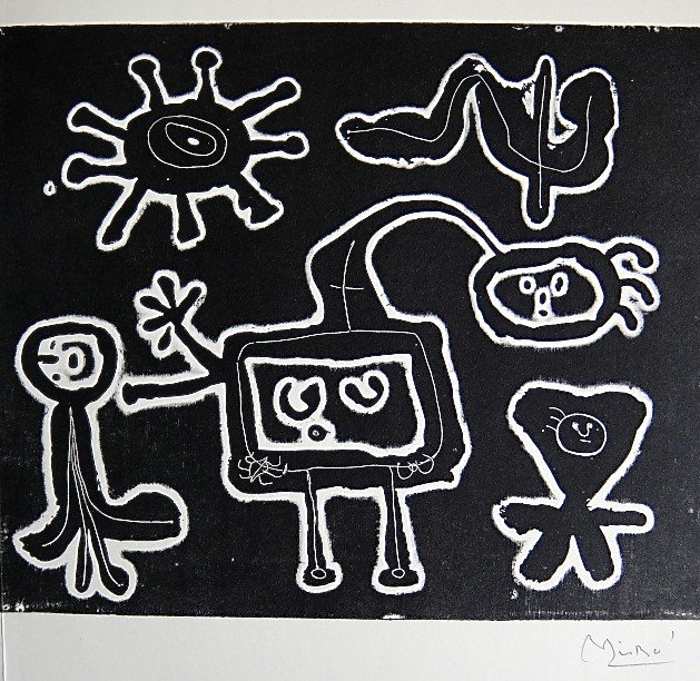 JOAN MIRO, Signed Lithograph, 1954: Joan MIRO, hand signed Lithograph, "Das Graphische Werk" 1954. Hand signed in pencil. Prov: Galerie Maeght, Paris. Size: 11.9 x 9.5 in (30 x 24 cm) and with COA.