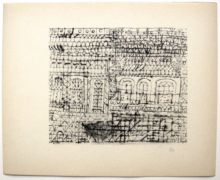 Paul KLEE; Original Lithograph, 1934: Hand signed lithograph by Paul Klee "Façade" from 1934. Signed VIP edition. Signatur in pencil by KLEE. Limited edition of 525 copies, of which only 25 examples were signed! Paul KLEE drawings, Editi