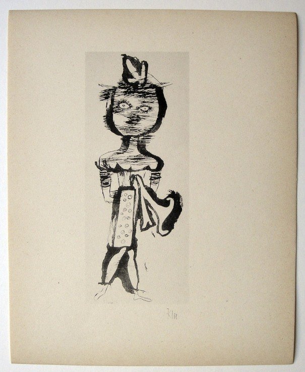 Paul KLEE; Original Lithograph, 1934: Hand signed lithograph by Paul Klee "Kinderbildnis" from 1934. Signed VIP edition. Signatur in pencil by KLEE. Limited edition of 525 copies, of which only 25 examples were signed! Paul KLEE drawings,