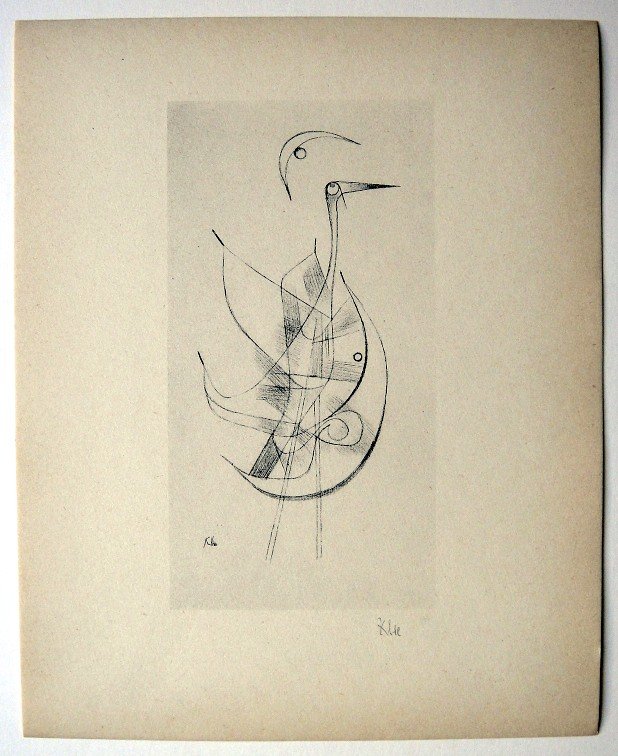 Paul KLEE; Original Lithograph, 1934: "Hand signed lithograph by Paul Klee ""Reiher"" from 1934. Signed VIP edition. Signatur in pencil by KLEE. Limited edition of 525 copies, of which only 25 examples were signed! Paul KLEE drawings, Edi