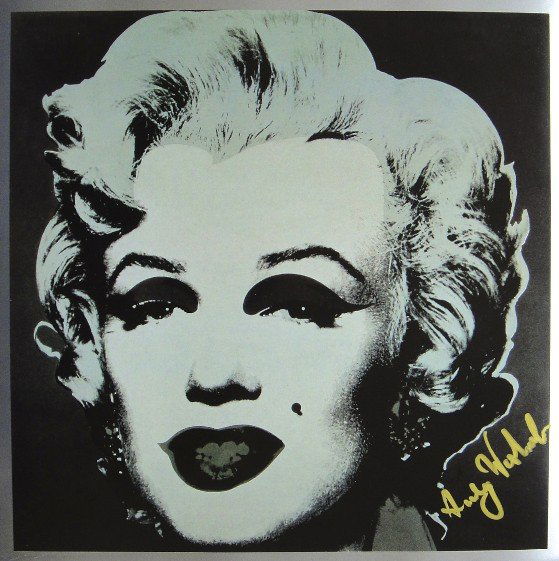 ANDY WARHOL, Signed Print, Marilyn Monroe: "Andy WARHOL, ""Marilyn Monroe"", hand signed special Print. From a signed VIP-catalog from 1982. Hand signed by Andy Warhol in gold pen. Size: 9 x 9 in (23 x 23 cm). Excellent condition with COA."