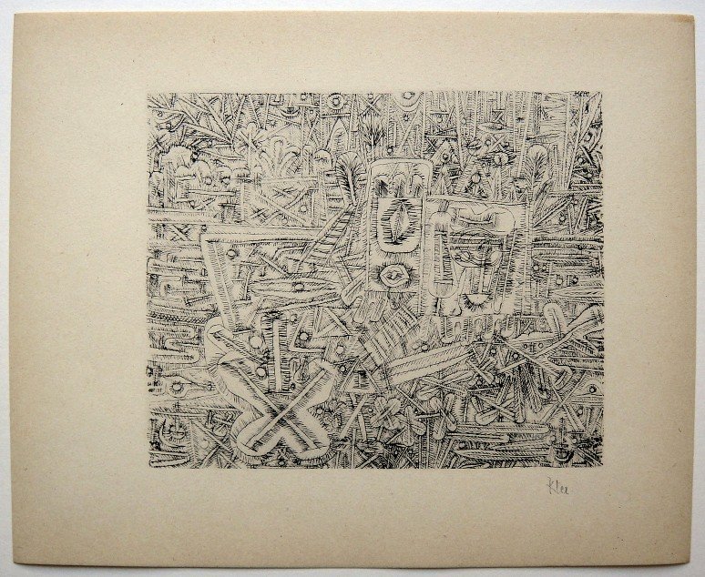 Paul KLEE; Original Lithograph, 1934: "Hand signed lithograph by Paul Klee ""Bazarstilleben"" from 1934. Signed VIP edition. Signatur in pencil by KLEE. Limited edition of 525 copies, of which only 25 examples were signed! Paul KLEE drawi