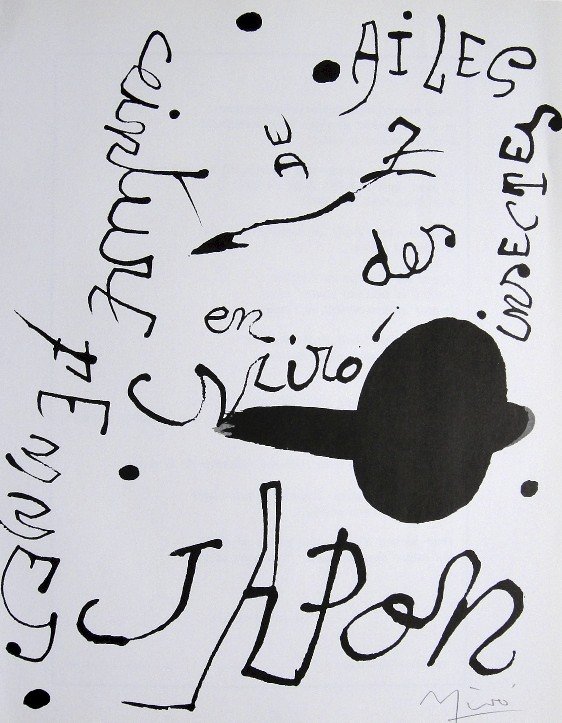 JOAN MIRO, Original signed Print, 1976: Wonderful signed Print by Joan Miro. Hand signed by Joan Miro in pencil. From a rare VIP cataloge, published in Paris 1976. Size: 12.2 x 9.1 in (31 x 23 cm), printed on the back. This rare artwork in 
