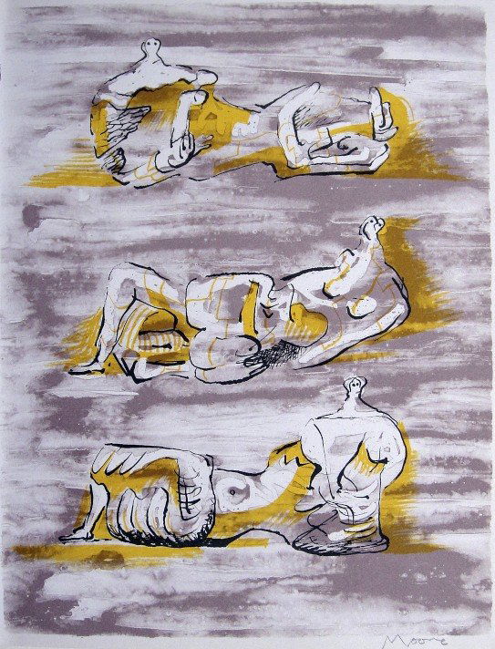 HENRY MOORE, Original signed Lihtograph, 1976: Wonderful signed Lithograph by Henry Moore. Hand signed by Henry Moore in pencil. From a rare VIP cataloge, published in Paris 1976. Size: 12.2 x 9.1 in (31 x 23 cm). This rare artwork in best conditi