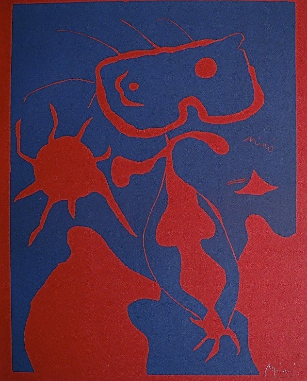 JOAN MIRO, Signed Lithograph, 1954: Joan MIRO, hand signed Lithograph, "Das Graphische Werk" 1954. Hand signed in pencil. Prov: Galerie Maeght, Paris. Size: 11.9 x 9.5 in (30 x 24 cm) and with COA.