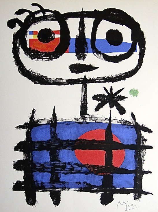 JOAN MIRO, Signed Lithograph, 1954: Joan MIRO, hand signed Lithograph, "Das Graphische Werk" 1954. Hand signed in pencil. Prov: Galerie Maeght, Paris. Size: 11.9 x 9.5 in (30 x 24 cm) and with COA.