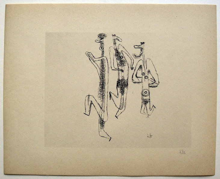 Paul KLEE; Original Lithograph, 1934: Hand signed lithograph by Paul Klee "Satyr-Tanz" from 1934. Signed VIP edition. Signatur in pencil by KLEE. Limited edition of 525 copies, of which only 25 examples were signed! Paul KLEE drawings, Ed
