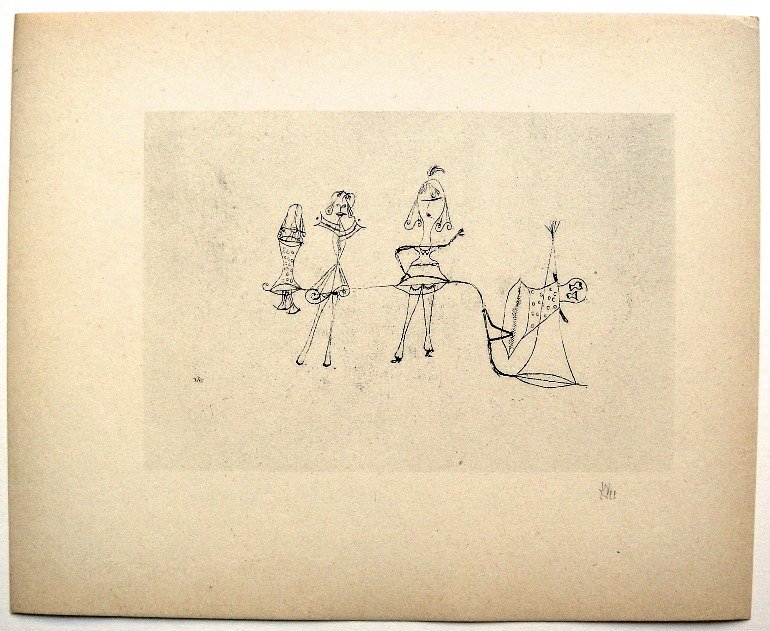 Paul KLEE; Original Lithograph, 1934: Hand signed lithograph by Paul Klee "Vom Schicksal zweier Mädchen" from 1934. Signed VIP edition. Signatur in pencil by KLEE. Limited edition of 525 copies, of which only 25 examples were signed! Pau