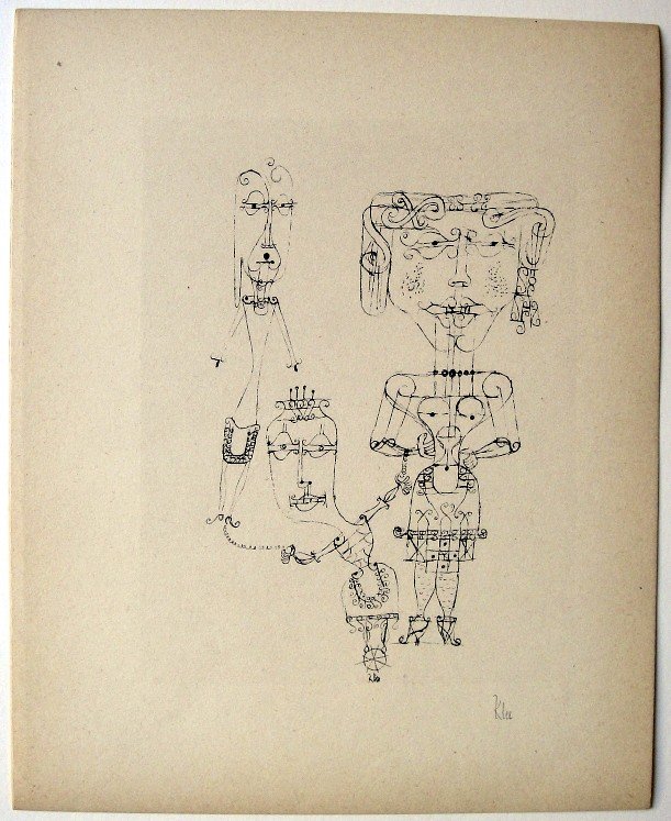 Paul KLEE; Original Lithograph, 1934: Hand signed lithograph by Paul Klee "Kostümierte Puppen" from 1934. Signed VIP edition. Signatur in pencil by KLEE. Limited edition of 525 copies, of which only 25 examples were signed! Paul KLEE dra