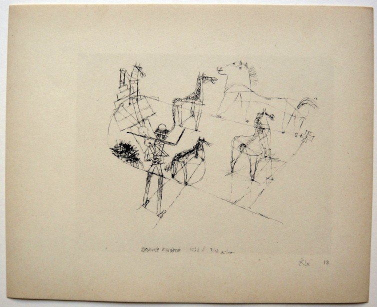 Paul KLEE; Original Lithograph, 1934: Hand signed lithograph by Paul Klee "Dressierte Wildpferde" from 1934. Signed VIP edition. Signatur in pencil by KLEE. Limited edition of 525 copies, of which only 25 examples were signed! Paul KLEE d