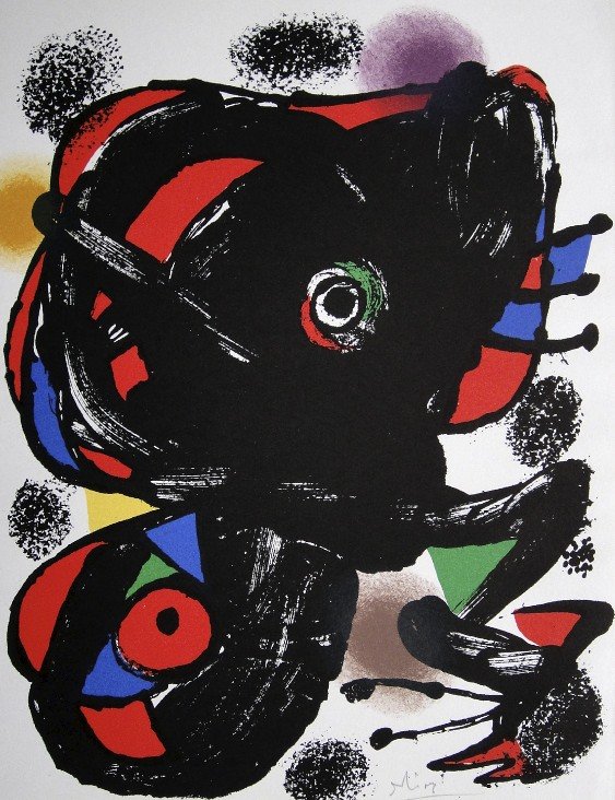 JOAN MIRO, Original signed Lihtograph, 1976: Wonderful signed Lithograph by Joan Miro. Hand signed by Joan Miro in pencil. From a rare VIP cataloge, published in Paris 1976. Size: 12.2 x 9.1 in (31 x 23 cm). This rare artwork in best condition a