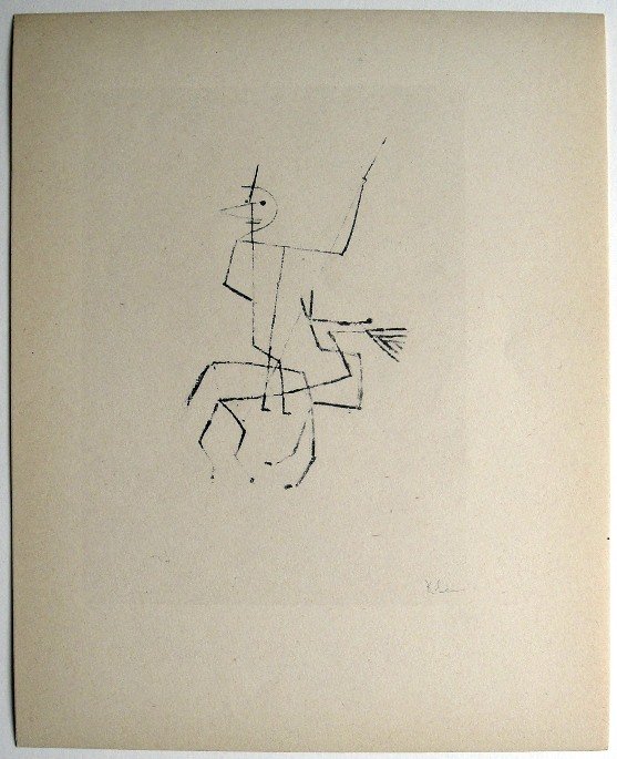 Paul KLEE, Signed original Lithograph, 1934: Hand signed lithograph by Paul Klee "Reiter mit Lanze" from 1934. Signed VIP edition. Signatur in pencil by KLEE. Edition: Muller & I. Kiepenheuer Verlag, Potsdam / Berlin. Prov: Galerie les Tourettes