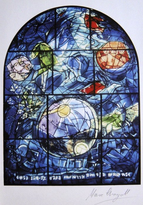 MARC CHAGALL, Signed Lithograph, Jewels for a Crown: Sigend Lithograph by Marc CHAGALL, "Jewels for a Crown, the story of the Chagall Windows". Hand signed by Marc CHAGALL in pencil. Edition: Miriam Freund / McGraw Hill: AndrŽ Sauert, 1962. Size: 9.6 x