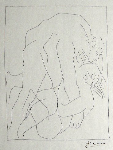 PABLO PICASSO, Signed Lithograph Les Metamorphoses: Hand Signed Original Lithograph by Pablo Picasso "Les Metamorphoses - Lutte entre TŽrŽe et sa Belle-Soeur Philomle" (Bloch 110). Edition published in 1931 by D'Albert Skira. Hand signed by Pablo Pic