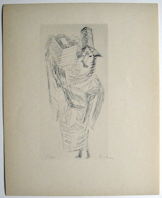 Paul KLEE, Signed original Lithograph, 1934: Hand signed lithograph by Paul Klee "Frommer Jude" from 1934. Signed VIP edition. Signatur in pencil by KLEE. Edition: Muller & I. Kiepenheuer Verlag, Potsdam / Berlin. Prov: Galerie les Tourettes, Dr