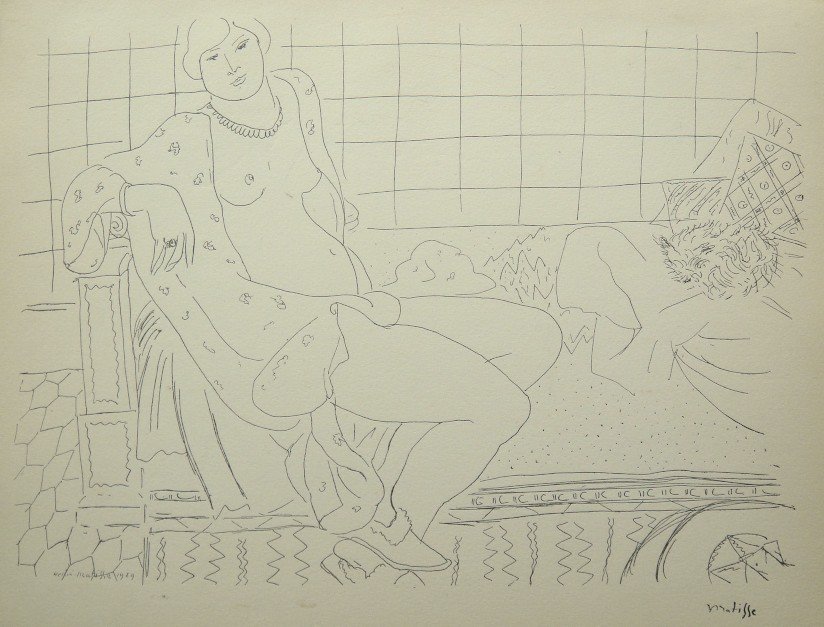 Henri MATISSE, signed Lithograph "Dessin": Henri MATISSE, hand signed lithograph "Dessin", published in 1929. This special suite was published by XXe sicle: "Henri Matisse" Florent Fels, the Chroniques Ždition du Jour / Paris 1929. Hand sigen