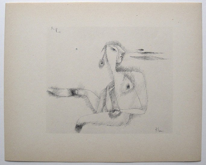 Paul KLEE, Signed original Lithograph, 1934: Hand signed lithograph by Paul Klee "Nackte Frau" from 1934. Signed VIP-book edition. Signatur in pencil by KLEE. Edition: Muller & I. Kiepenheuer Verlag, Potsdam / Berlin. Prov: Galerie les Tourettes