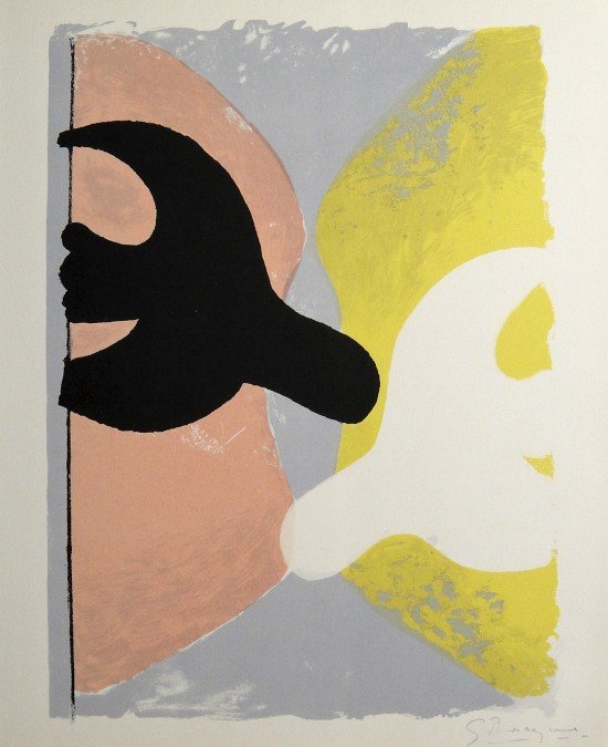 GEORGES BRAQUE, Signed Lithograph, 1963: Georges BRAQUE, signed Lithograph "Bird" 1963. Hand signed by Braque in pencil. Signed VIP book edition of "Lithograph". Printed by Fernand Mourlot and Andre Sauret, Union de Paris / 1963. Size: 12.6