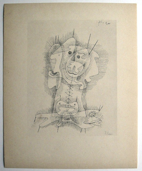 Paul KLEE, Signed original Lithograph, 1934: Hand signed lithograph by Paul Klee "Componierte Masken" from 1934. Signed VIP-book edition. Signatur in pencil by KLEE. Edition: Muller & I. Kiepenheuer Verlag, Potsdam / Berlin. Prov: Galerie les To
