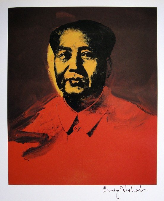 ANDY WARHOL, Signed Print, 1982: Andy WARHOL, "Mao Tse Tung" signed Print. From a signed VIP book from 1982. Hand signed by Andy Warhol in black pen. Size: 10.6 x 9.9 in (27 x 25 cm) printed on the back.