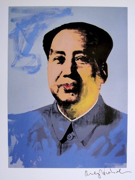 ANDY WARHOL, Signed Print, 1982: Andy WARHOL, "Mao Tse Tung" signed Print. From a signed VIP book from 1982. Hand signed by Andy Warhol in black pen. Size: 9.9 x 11 in (25 x 28 cm) printed on the back.