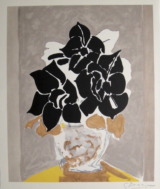 GEORGES BRAQUE, Signed Lithograph, 1963: Georges BRAQUE, signed Lithograph 1963. Hand signed by Braque in pencil. Signed VIP book edition of "Lithograph". Printed by Fernand Mourlot and AndrŽ Sauret, Union de Paris / 1963. Size: 12.6 x 10.2