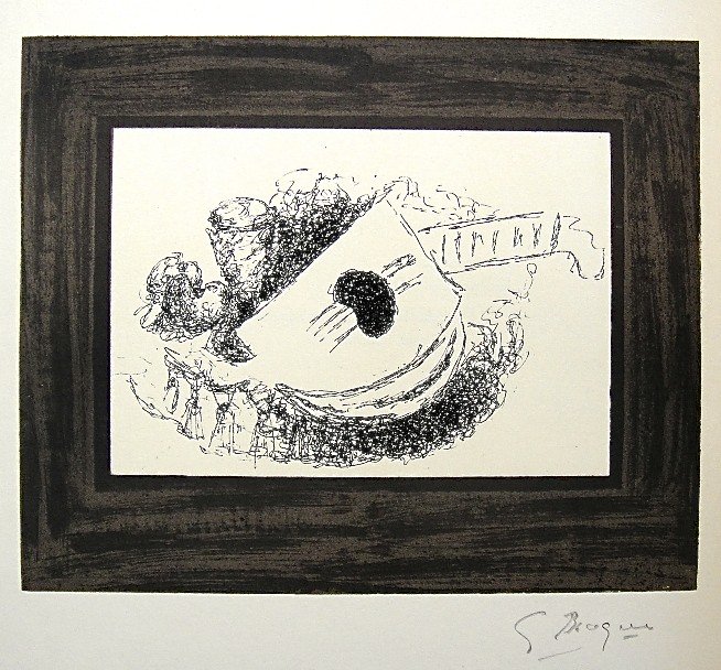 GEORGES BRAQUE, Signed Lithograph, 1963: Georges BRAQUE, signed Lithograph 1963. Hand signed by Braque in pencil. Signed VIP book edition of "Lithograph". Printed by Fernand Mourlot and AndrŽ Sauret, Union de Paris / 1963. Size: 11.8 x 9.4 