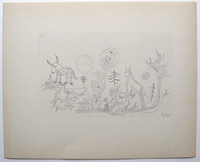 Paul KLEE, Signed original Lithograph, 1934: Hand signed lithograph by Paul Klee "Tierpark" from 1934. Signed VIP-book edition. Signatur in pencil by KLEE. Edition: Muller & I. Kiepenheuer Verlag, Potsdam / Berlin. Prov: Galerie les Tourettes, D