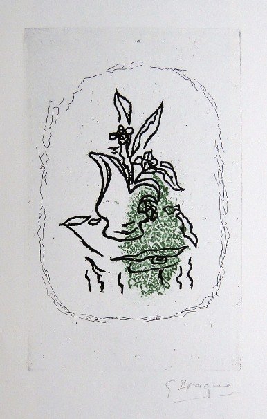 GEORGES BRAQUE, Signed Lithograph, 1963: Georges BRAQUE, signed Lithograph 1963. Hand signed by Braque in pencil. Signed VIP book edition of "Lithograph". Printed by Fernand Mourlot and AndrŽ Sauret, Union de Paris / 1963. Size: 11.8 x 9.4