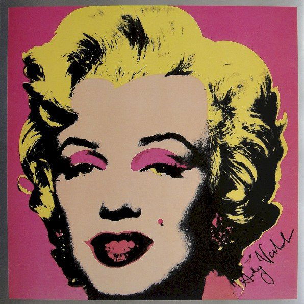 ANDY WARHOL, Signed Print, 1982: Andy WARHOL, "Marilyn Monroe", signed special Print. From a signed VIP-catalog from 1982. Hand signed by Andy Warhol in black pen. Size: 9 x 9 in (23 x 23 cm).