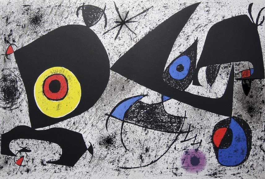 JOAN MIRO, Signed Lithograph, 1972: Joan MIRO, hand signed Lithograph, "Hommage a Joan Miro" 1972. Hand signed in pencil. Prov: Verlag Kunstkreis Luzern/Stuttgart. Size: 11.9 x 9.5 in (30 x 24 cm) with book fold.