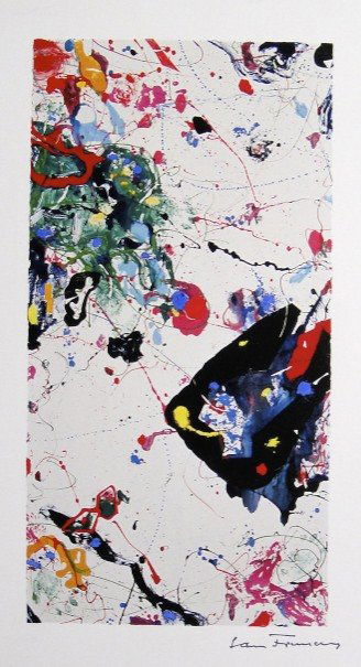 Sam Francis, Lithograph after the Monotype, 1982: Signed Lithograph by Sam Francis, 1982. Edition from a signed VIP book ÒThe Monotypes of Sam FrancisÓ. Lithograph after the tall Monotypes published in a VIP-Artfolder. Hand signed by Sam Francis in