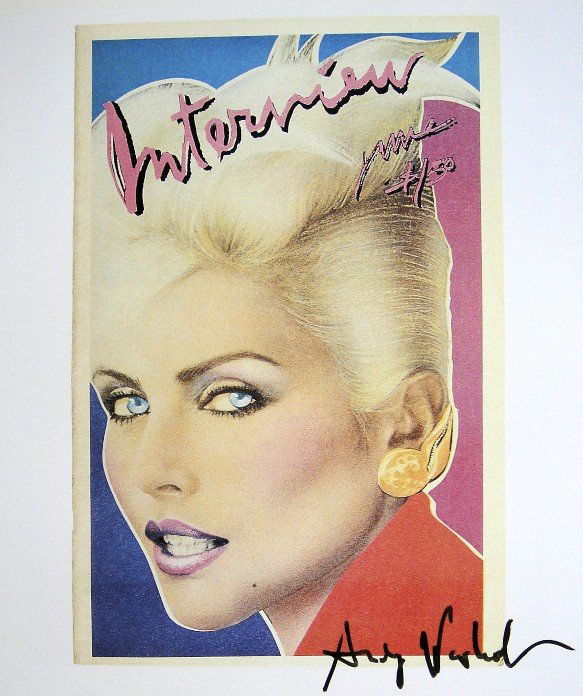 ANDY WARHOL, Signed Print, 1982: Andy WARHOL, "Andy Warhol's Interview - Debbie Harry" signed Print. From a signed VIP book from 1982. Hand signed by Andy Warhol in black pen. Size: 10.3 x 9.9 in (26 x 25 cm) printed on the back.