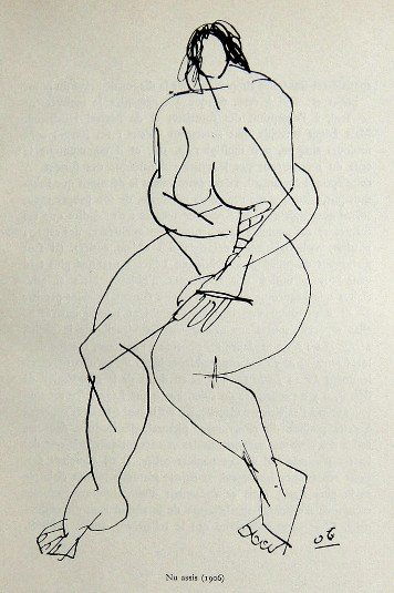 Fernand Leger, Lithograph, 1949: Fernand Leger lithograph "Nu assis" published in a VIP book from 1949. Edition des Trois Collines, Geneve. Size: 9.1 x 7.1 in ( 23 x 18 cm), printed on the back.