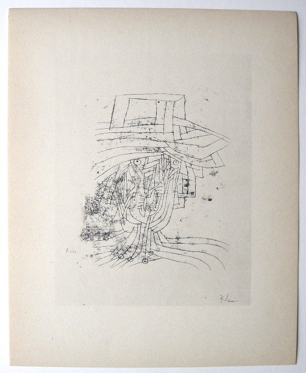 Paul KLEE, Signed original Lithograph, 1934: Hand signed lithograph by Paul Klee "Alte Dame" from 1934. Signed VIP-book edition. Signatur in pencil by KLEE. Edition: Muller & I. Kiepenheuer Verlag, Potsdam / Berlin. Prov: Galerie les Tourettes, 