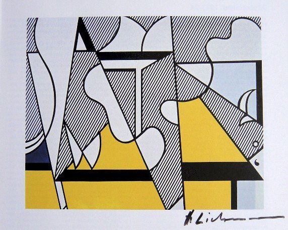 ROY LICHTENSTEIN, Signed Print, 1982: Roy LICHTENSTEIN, signed Offset Print. From a signed VIP book published in 1982 by Nationalgalerie Berlin / Staatliche Museen Preussischer Kulturbesitz. Hand signed by Lichtenstein in black pen. Size: