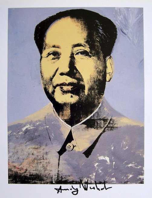 ANDY WARHOL, Signed Print, 1982: Andy WARHOL, "Mao" signed Print. From a signed VIP book from 1982. Hand signed by Andy Warhol in black pen. Size: 10.3 x 9.9 in (26 x 25 cm) printed on the back.