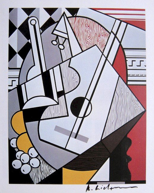 ROY LICHTENSTEIN, Signed Print, 1982: Roy LICHTENSTEIN, signed Offset Print. From a signed VIP book published in 1982 by Nationalgalerie Berlin / Staatliche Museen Preussischer Kulturbesitz. Hand signed by Lichtenstein in black pen. Size: