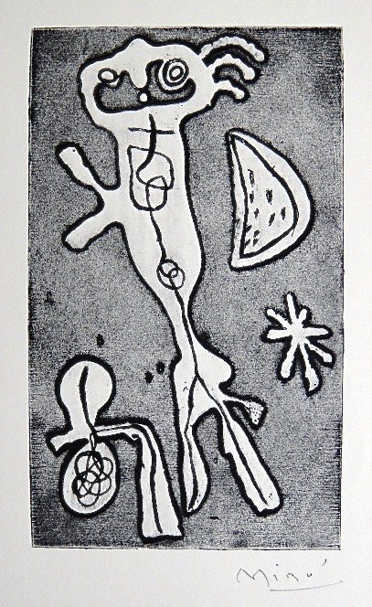 JOAN MIRO, Signed Lithograph, 1954: Joan MIRO, hand signed Lithograph, "Das Graphische Werk" 1954. Hand signed in pencil. Prov: Galerie Maeght, Paris. Size: 11.9 x 9.5 in (30 x 24 cm).
