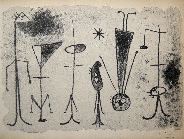 JOAN MIRO, Signed Lithographie "Diver" 1954: Signed Lithograph by Joan MIRO "Diver", 1954. Hand signed by Joan Miro in pencil. This lithograph was part of the signed VIP book "The Graphic Work". Prov: Mourlot/AimŽ Maeght; StŠdtische Galerie M�