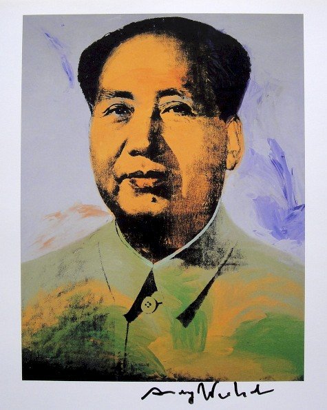 ANDY WARHOL, Signed Print, 1982: Andy WARHOL, "Mao" signed Print. From a signed VIP book from 1982. Hand signed by Andy Warhol in black pen. Size: 10.3 x 9.9 in (26 x 25 cm) printed on the back.
