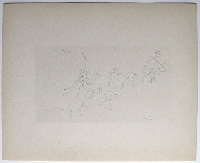 Paul KLEE, Signed original Lithograph, 1934: Hand signed lithograph by Paul Klee "Tiere auf der Wanderung" from 1934. Signed VIP-book edition. Signatur in pencil by KLEE. Edition: Muller & I. Kiepenheuer Verlag, Potsdam / Berlin. Prov: Galerie l