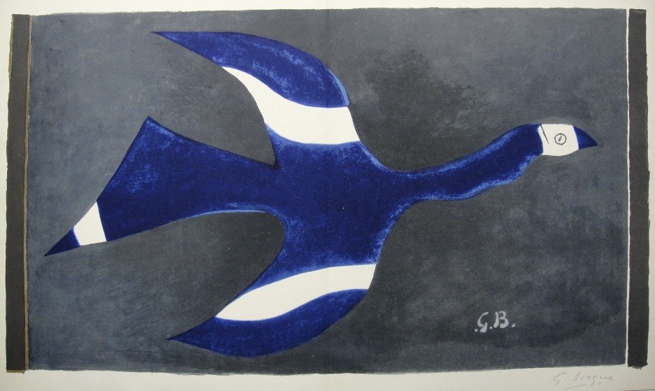 GEORGES BRAQUE, Signed Lithograph, 1963: Georges BRAQUE, signed Lithograph 1963. Hand signed by Braque in pencil. Signed VIP book edition of "Lithograph". Printed by Fernand Mourlot and AndrŽ Sauret, Union de Paris / 1963. Size: 11.8 x 20.5