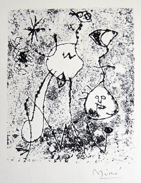 JOAN MIRO, Signed Lithograph, 1954: Joan MIRO, hand signed Lithograph. From the signed VIP book "Das Graphische Werk" 1954. Hand signed in pencil by Miro. Prov: Galerie Maeght, Paris. Size: 11.9 x 9.5 in (30 x 24 cm), printed on the bac