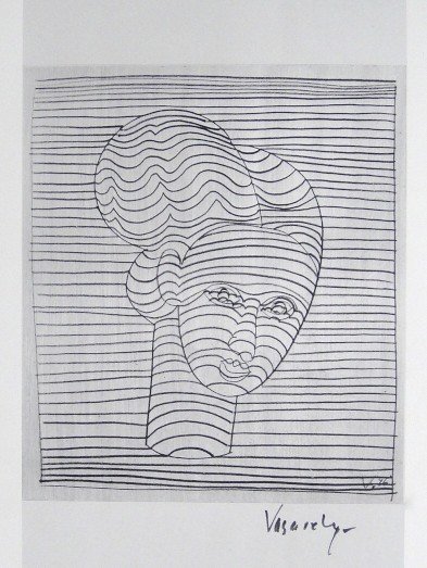 VICTOR VASARELY, Signed Print, 1965: Victor VASARELY, Hand signed Print, 1965. Signed by Vasarely in black pen. Published in "Vasarely" from Marcel Joray. Edition: du Griffon Neuch‰tel. Printed on the back and small pictur number. Size