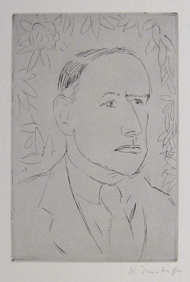 HENRI MATISSE, Signed Lithograph, 1951 - 1952: Signed Lithograph by Henri Matisse "Homme". From the signed VIP suite "Henri Matisse" 1951-1952. 50 Years of his graphical art by William S. Liebermann / New York . Hand Signed by Matisse in pencil. P