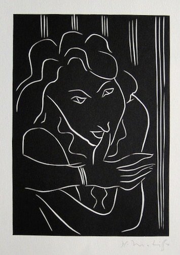 HENRI MATISSE, Signed Lithograph, 1951 - 1952: Signed Lithograph by Henri Matisse "Femme". From the signed VIP suite "Henri Matisse" 1951-1952. 50 Years of his graphical art by William S. Liebermann / New York . Hand Signed by Matisse in pencil. P