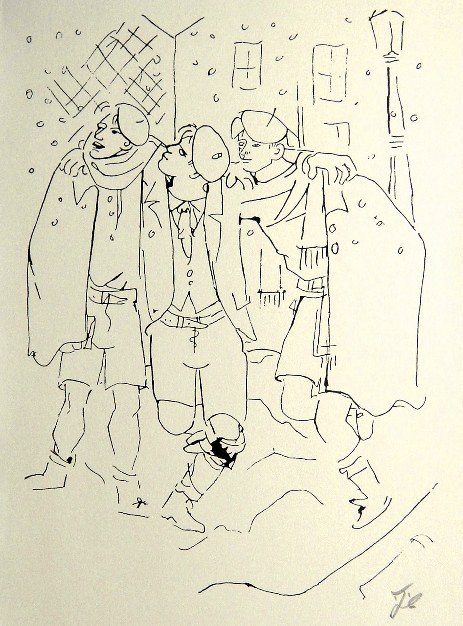 Jean COCTEAU, Signed Lithograph, 1958: Signed lithograph by Jean Cocteau from 1958. Hand signed by Cocteau in pencil. Published in the signed special edition of ÒLe Livre BlancÓ. Edition des Quatre Chemins / Paris 1958. Size: 10.3 x 7.5 