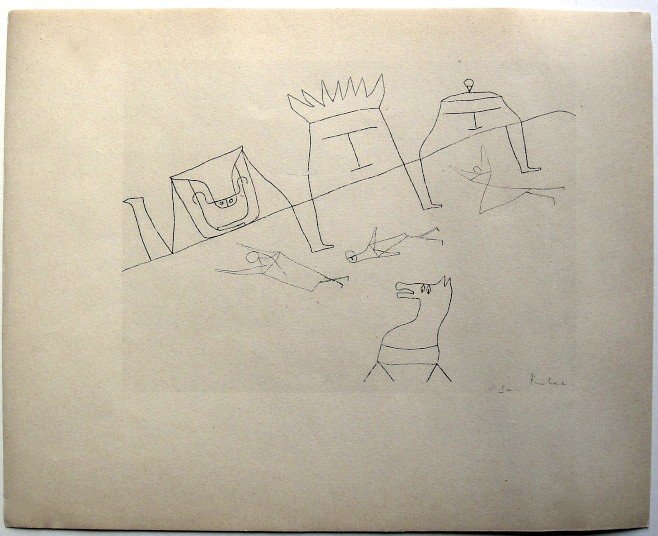 Paul KLEE, Signed original Lithograph, 1934: Hand signed lithograph by Paul Klee "Historie" from 1934. Signed VIP-book edition. Signatur in pencil by KLEE. Edition: Muller & I. Kiepenheuer Verlag, Potsdam / Berlin. Prov: Galerie les Tourettes, D