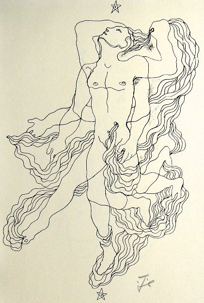 Jean COCTEAU, Signed Lithograph, 1958: Signed lithograph by Jean Cocteau from 1958. Hand signed by Cocteau in pencil. Published in the signed special edition of ÒLe Livre BlancÓ. Edition des Quatre Chemins / Paris 1958. Size: 10.3 x 7.5 